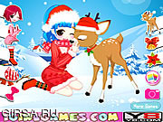 Флеш игра онлайн Christmas Girl Loves Reindeer