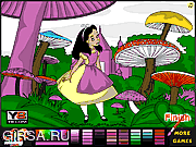 Флеш игра онлайн Алиса в расцветке страны чудес / Alice In Wonderland Coloring