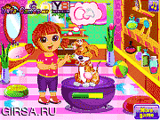 Флеш игра онлайн Дора Щенок Уход / Dora Puppy Caring