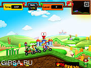 Флеш игра онлайн Марио на двухместном велосипеде / Mario Couples Burnout