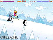 Флеш игра онлайн PuppyGirls In Snow Scooter