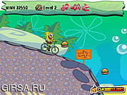 Флеш игра онлайн Губка Боб на велосипеде / Spongebob Bike Ride