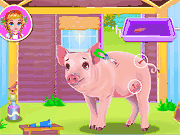 Флеш игра онлайн Контрейлерные уход Амелии / Amelia's Piggy Care