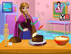 Флеш игра онлайн Анна готовит мороженный торт / Anna cooking Frozen Cake