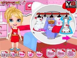 Флеш игра онлайн Костюмы Хелло Китти для ребенка Барби