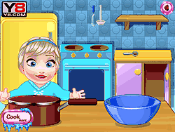 Флеш игра онлайн Ребенок Эльза готовит мороженное