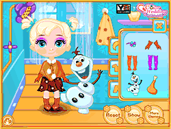 Флеш игра онлайн Первый День Благодарения ребенка Эльзы / Baby Elsa First Thanksgiving
