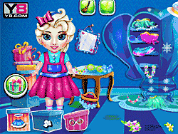 Флеш игра онлайн Малышка Эльза убирается в шкафу / Baby Elsa Wardrobe Cleaning