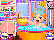 Флеш игра онлайн Малышка Эмма ванна и уход / Baby Emma Bath and Care