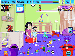 Флеш игра онлайн Няня убирается вместе с ребенком