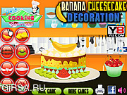 Флеш игра онлайн Украшаем чизкейк бананами
