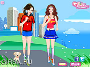 Флеш игра онлайн Наряд для Барби и Элли / Barbie and Ellie Jogging Dressup 