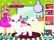 Флеш игра онлайн Салон домашних животных Барби / Barbie Cat Hair Salon Care