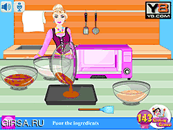 Флеш игра онлайн Барби Приготовления Итальянский Торт Любовь / Barbie Cooking Italian Love Cake
