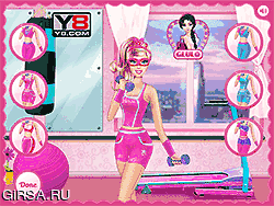 Флеш игра онлайн Разминка в спортзале супергероя Барби / Barbie Superhero Gym Workout