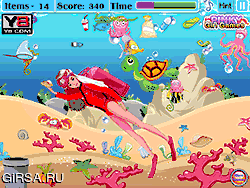 Флеш игра онлайн Подводный Барби Уборка