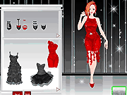 Флеш игра онлайн Черный и красный вечернее платье / Black and Red Party Dressup