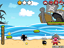 Флеш игра онлайн Взорвать пиратских свинок / Bomb The Pirate Pigs