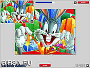 Флеш игра онлайн Жучок Банни. Мозайка / Bugs Bunny Jigsaw 