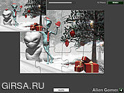 Флеш игра онлайн Иностранное Рождество / Christmas Alien Jigsaw 