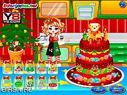 Флеш игра онлайн Рождественское украшение пирога / Christmas Cake Decorating