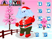 Флеш игра онлайн Рождественский слон наряжается / Christmas Elephant Dress Up