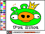 Флеш игра онлайн Раскрась короля поросенка / Colorear Pig King 