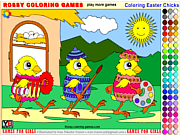 Флеш игра онлайн Цветные пасхальные птенцы - Игра-раскраска для детей