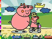 Флеш игра онлайн Раскраска Пеппа Свинья Ездить На Велосипеде