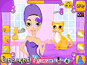 Флеш игра онлайн Сумасшедший макияж для кошки / Crazy Cat Lady Makeover