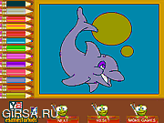 Флеш игра онлайн Дельфин. Раскраска / Dolphin Coloring 
