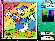 Флеш игра онлайн Дональ Дак. Раскраска / Donald The Duck Coloring 