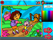 Флеш игра онлайн Дора и ботинки. Раскраска / Dora and Boots Color 