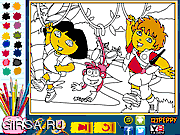 Флеш игра онлайн Дора и Диего онлайн раскраски страницу / Dora and Diego Online Coloring Page