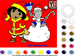 Флеш игра онлайн Раскраска рождественскаяя Дора / Dora Christmas Coloring