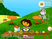 Флеш игра онлайн Дора кормит друзей / Dora Food Serving 