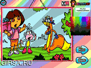 Флеш игра онлайн Разноцветная Дора 2 / Dora The Explorer Coloring 2 