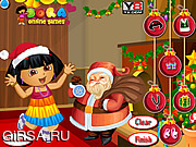 Флеш игра онлайн Рождественская вечеринка у Доры / Dora with Santa Dressup 