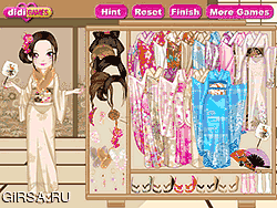 Флеш игра онлайн Мечтательное Кимоно Одеваются