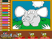 Флеш игра онлайн Слон. Раскраска / Elephant Coloring Game 