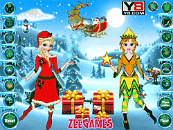Флеш игра онлайн Эльза и Анна помогают Санте / Elsa and Anna helping Santa