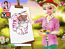Флеш игра онлайн Эльза Уроки Рисования / Elsa Drawing Lessons