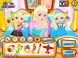Флеш игра онлайн Эльза и маленькие близнецы / Elsa Nursing Baby Twins