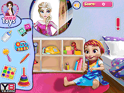 Флеш игра онлайн Эльза играет с ребенком Анны