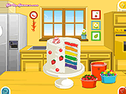 Флеш игра онлайн Рецепты Эммы: Радужный Клоунский торт / Emma's Recipes: Rainbow Clown Cake