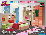 Флеш игра онлайн Ева Смазливая спальни Очистка / Eva Cute Bedroom Cleaning