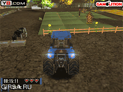 Флеш игра онлайн 3D драйвер Трактор ферма паркинг / Farm Tractor Driver 3D Parking