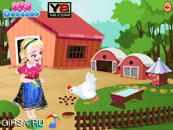 Флеш игра онлайн Забота о домашней птице Анны / Frozen Anna Poultry Care