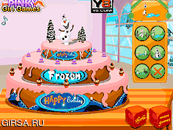 Флеш игра онлайн Замороженные Олаф День Рождения Торт