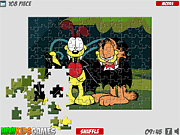 Флеш игра онлайн Гарфилд Хэллоуин Головоломки / Garfield Halloween Puzzle